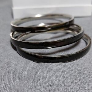 Black and Silver Bangle Bracelets